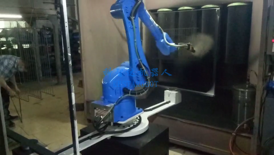 鳥籠噴粉機(jī)器人(雙工位轉(zhuǎn)臺噴涂機(jī)器人)(圖3) 鳥籠噴粉機(jī)器人(雙工位轉(zhuǎn)臺噴涂機(jī)器人)(圖3)