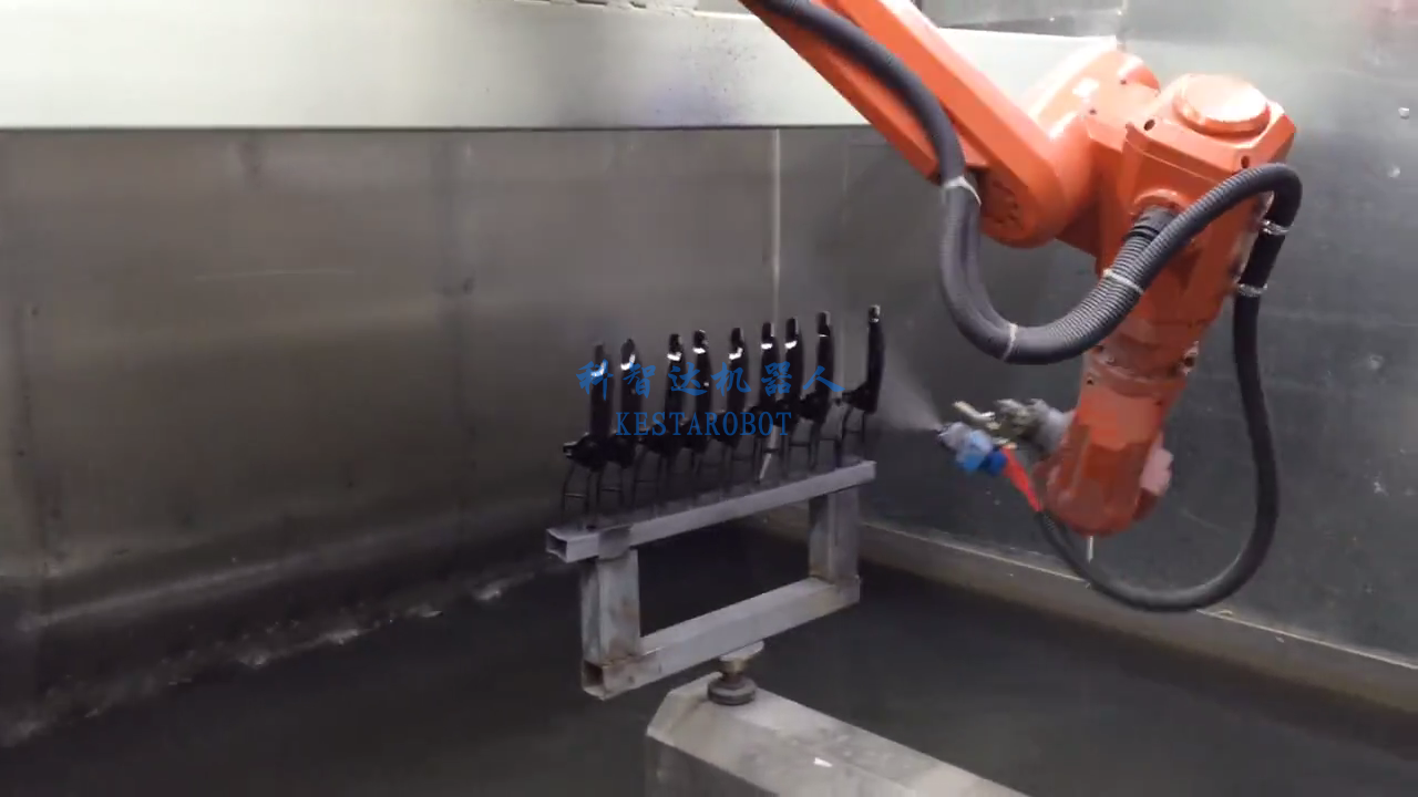 汽車門拉手轉(zhuǎn)臺式噴漆機器人